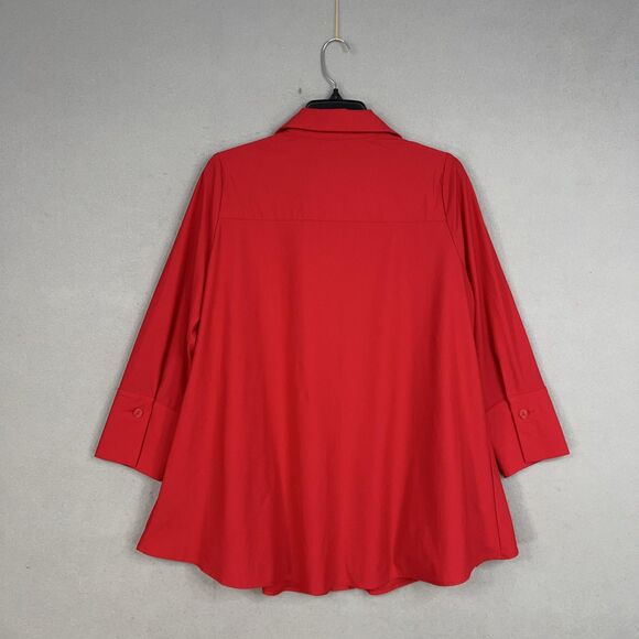 IC Collection Shirt Womens Small Red Tunic Connie K Artsy Eclectic Made in USA - Picture 11 of 16